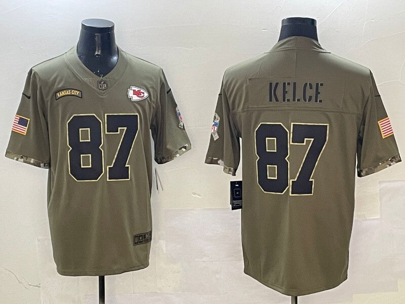 Kansas City Chiefs #87 Travis Kelce Chiefs Salute Style 1 Football Jersey football jersey product view 1