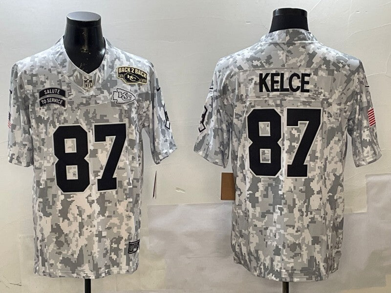 Kansas City Chiefs #87 Travis Kelce Chiefs White Salute Football Jersey football jersey product view 1