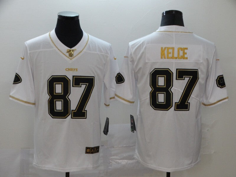 Kansas City Chiefs #87 White Retro Gold 234 Football Jersey football jersey product view 1