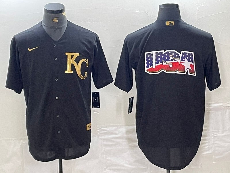 Kansas City Royals Black Gold 4 Edition Style 3 Baseball Jersey baseball jersey product view 1
