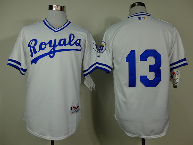 Kansas City Royals #13 Royals 13 White Pullover 1974 Inverted Baseball Jersey baseball jersey product view 1