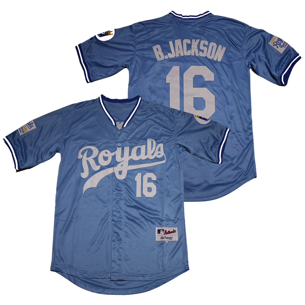 Kansas City Royals #16 Bo Jackson Royals 16 Light Blue 1987 Inverted Baseball Jersey baseball jersey product view 1