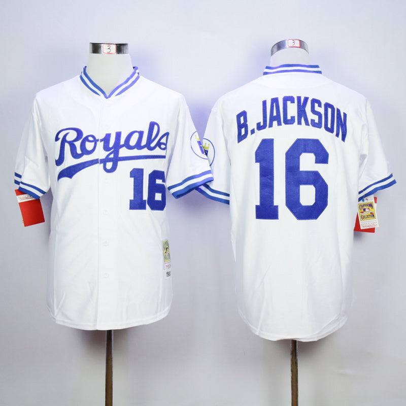Kansas City Royals #16 Bo Jackson Royals 16 White 1980 Retro ....] Baseball Jersey baseball jersey product view 1