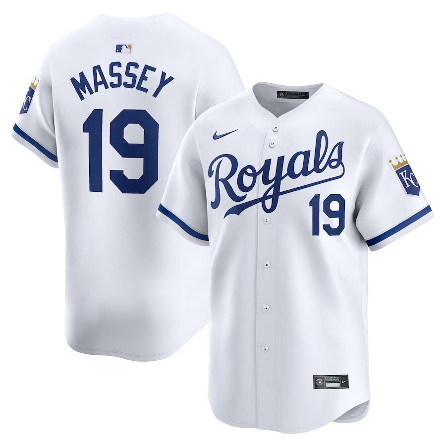 Kansas City Royals #19 Michael Massey Home Limited Player Jersey - White Baseball Jersey baseball jersey product view 1
