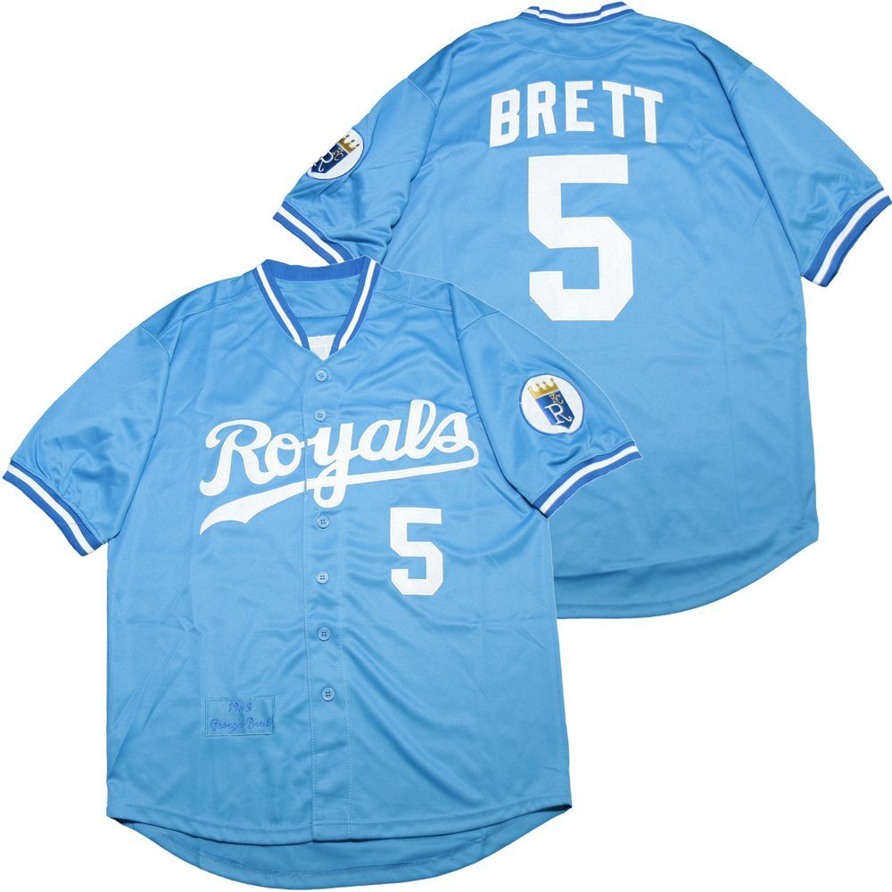 Kansas City Royals #5 George Brett Royals 5 Light Blue 1985 Retro Baseball Jersey baseball jersey product view 1