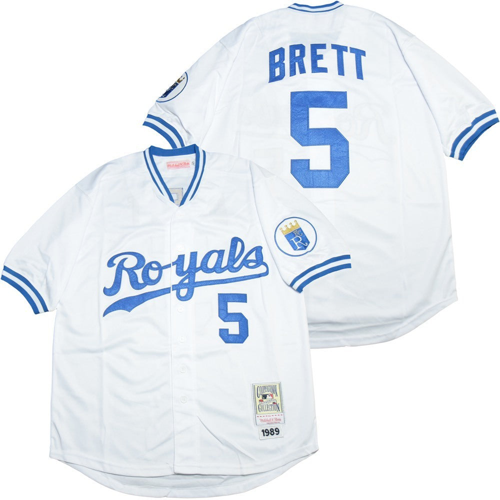 Kansas City Royals #5 George Brett Royals 5 White 1989 Retro Baseball Jersey baseball jersey product view 1