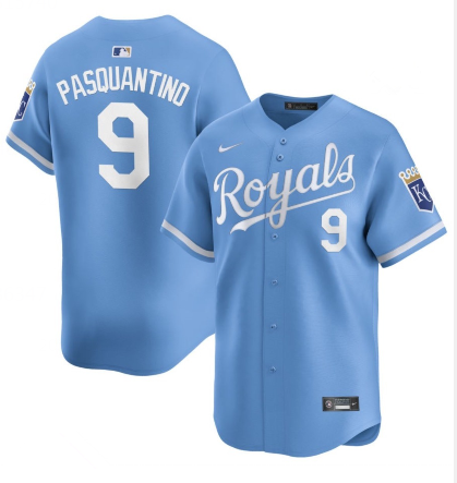 Kansas City Royals #9 Vinnie Pasquantino Light Blue 2024 Alternate Limited Baseball Jersey baseball jersey product view 1