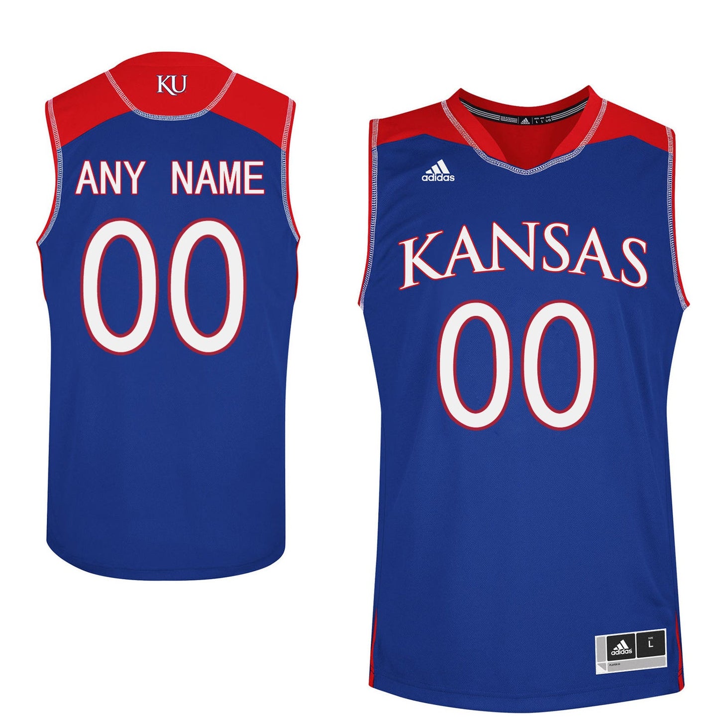 Kansas Jayhawks 00 Blue College Football Jersey football jersey product view 1