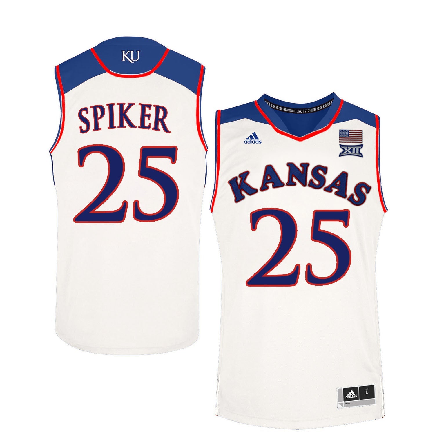 Kansas Jayhawks SPIKER 25 White College Football Jersey football jersey product view 1