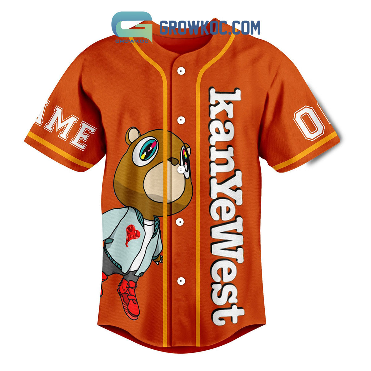 Kanye West Dropout Bear Personalized Baseball Jersey baseball jersey product view 2