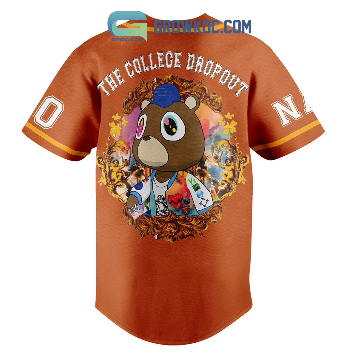Kanye West Dropout Bear Personalized Baseball Jersey baseball jersey product view 3