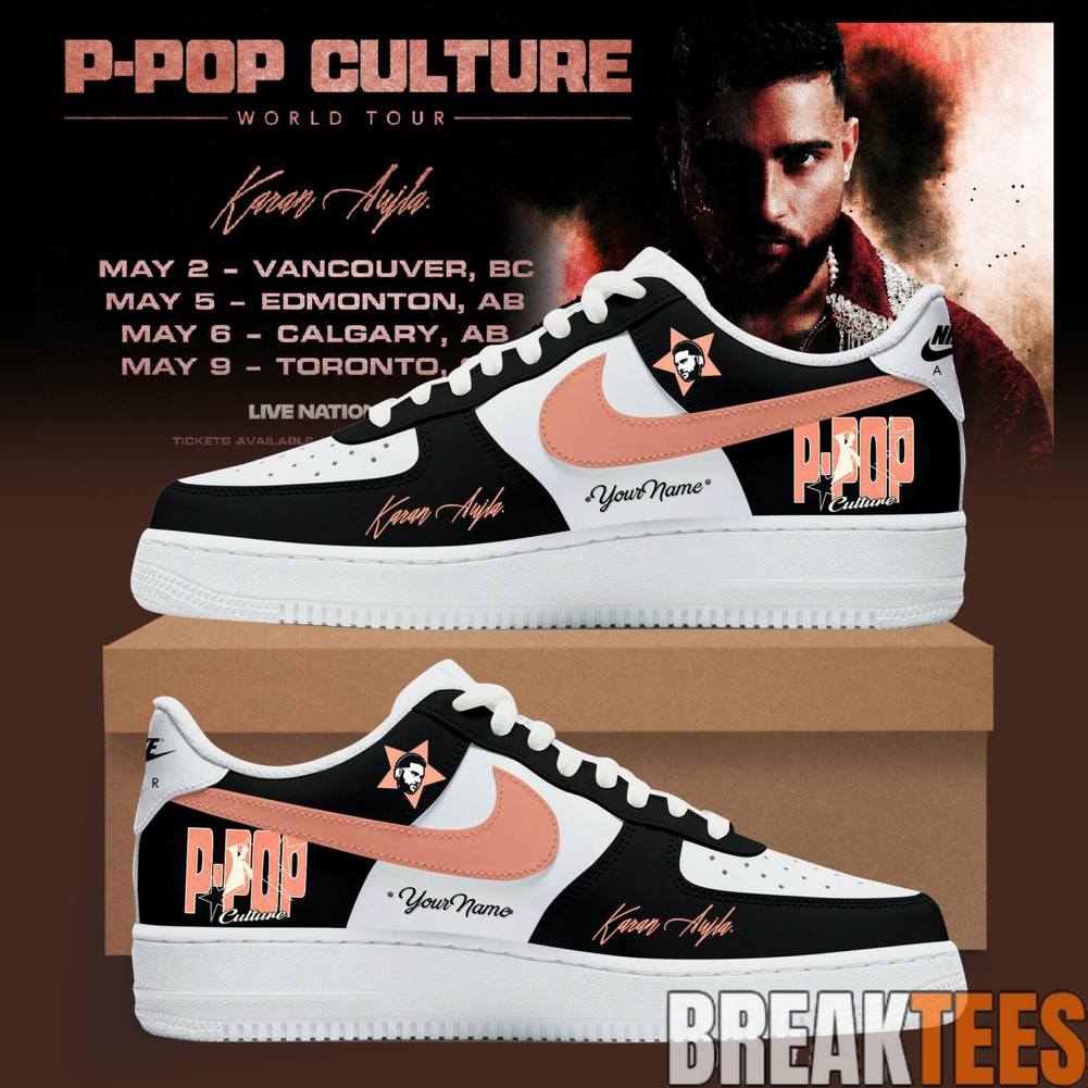 Karan Aujla PPop Culture Tour 2026 Custom Air Force 1 Sneaker Unisex T-shirt, Sweatshirt, Hoodie, Long Sleeve Tee - T-Shirt, Sweatshirt, Hoodie