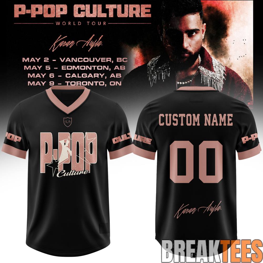 Karan Aujla PPop Culture Tour 2026 Football Jersey football jersey product view 1
