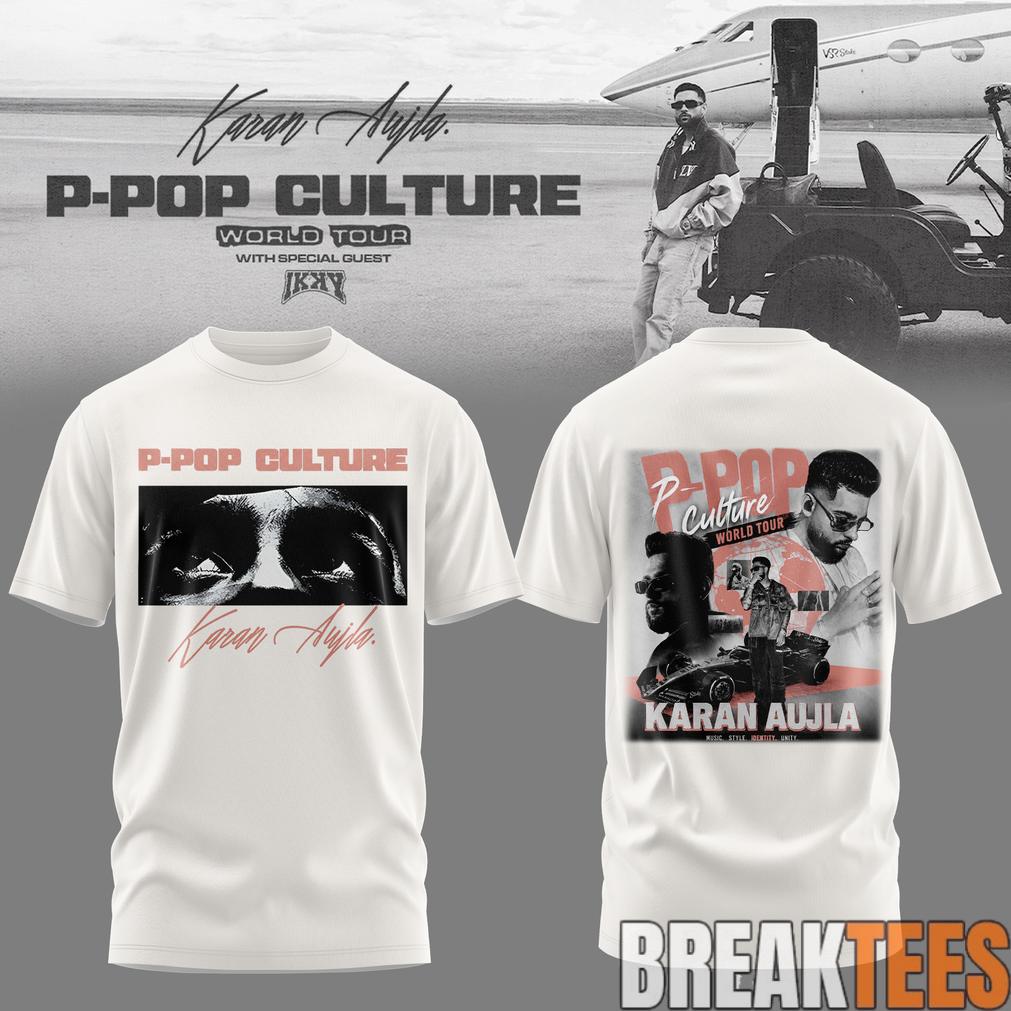 Karan Aujla P-Pop Culture World Tour White Signature T-Shirt Unisex T-shirt, Sweatshirt, Hoodie, Long Sleeve Tee - T-Shirt, Sweatshirt, Hoodie
