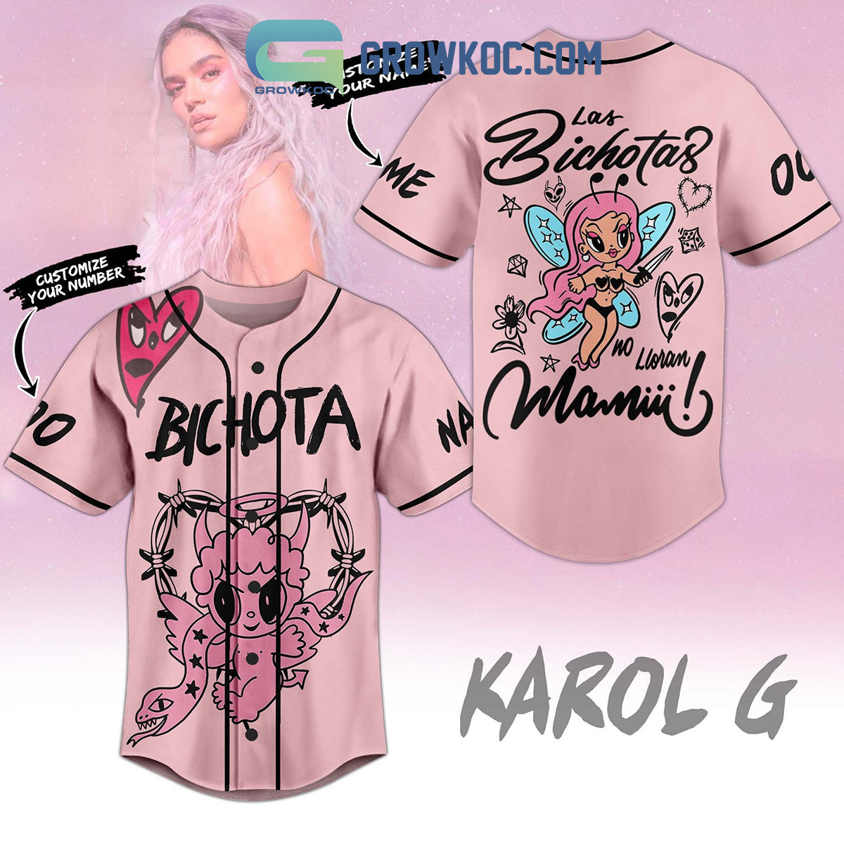 Karol G Bichota Las Bichotas Mami Personalized Baseball Jersey baseball jersey product view 1