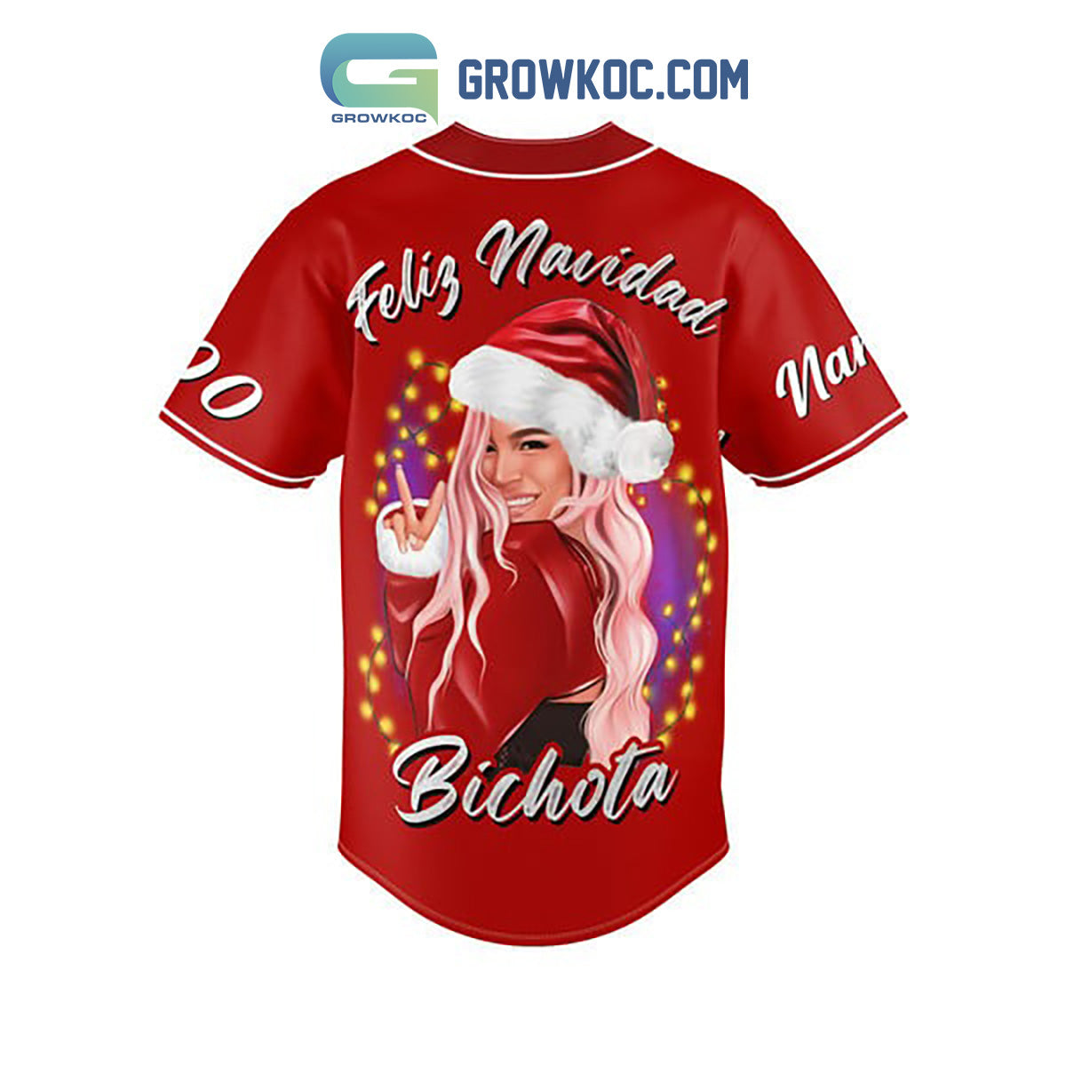 Karol G Feliz Navidad Bichota Christmas Mermaid Custom Name Number Baseball Jersey baseball jersey product view 3