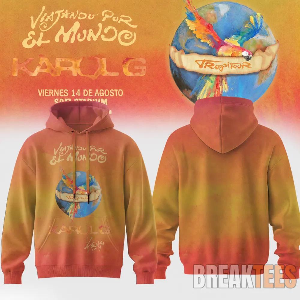 Karol G Viajando Por El Mundo Tropitour 2026 Tie-dye Hoodie Unisex T-shirt, Sweatshirt, Hoodie, Long Sleeve Tee - T-Shirt, Sweatshirt, Hoodie