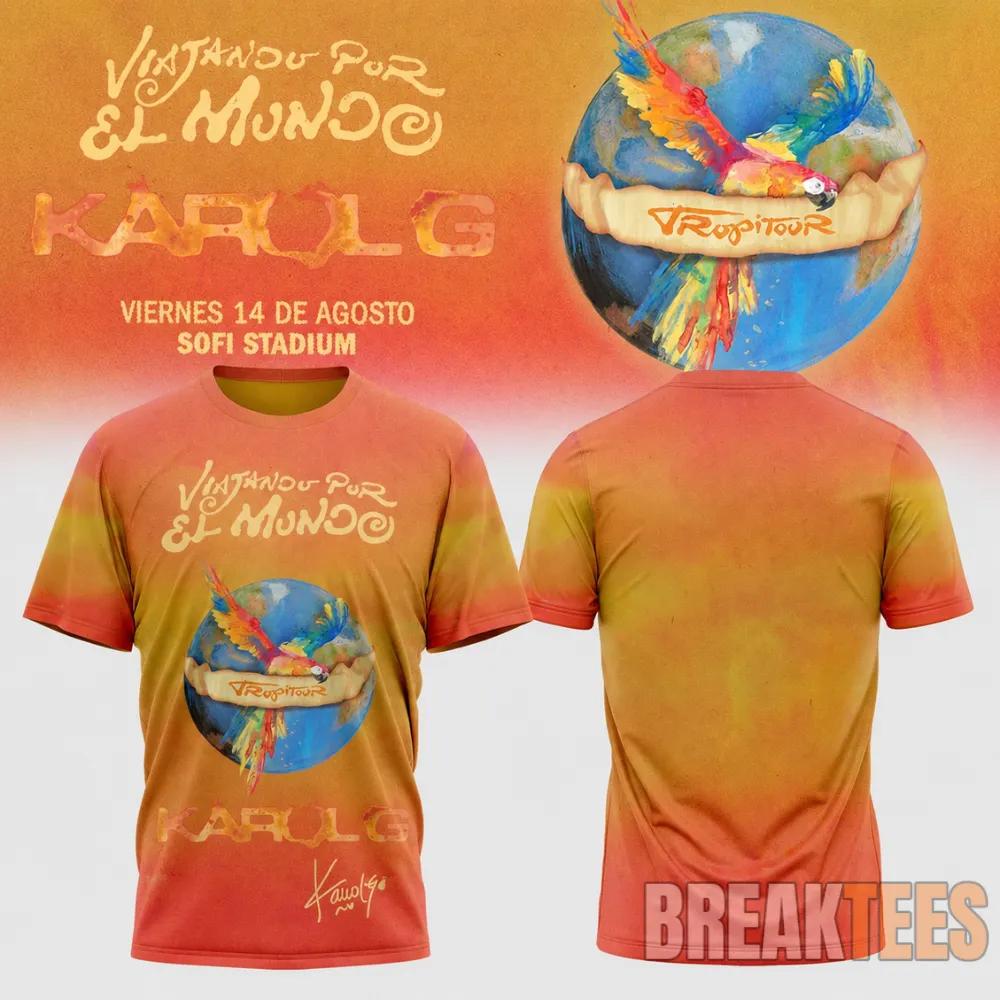 Karol G Viajando Por El Mundo Tropitour 2026 Tie-dye T-Shirt Unisex T-shirt, Sweatshirt, Hoodie, Long Sleeve Tee - T-Shirt, Sweatshirt, Hoodie