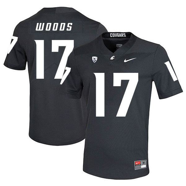 Kassidy Woods 17 Carbon Black College Football Jersey football jersey product view 1