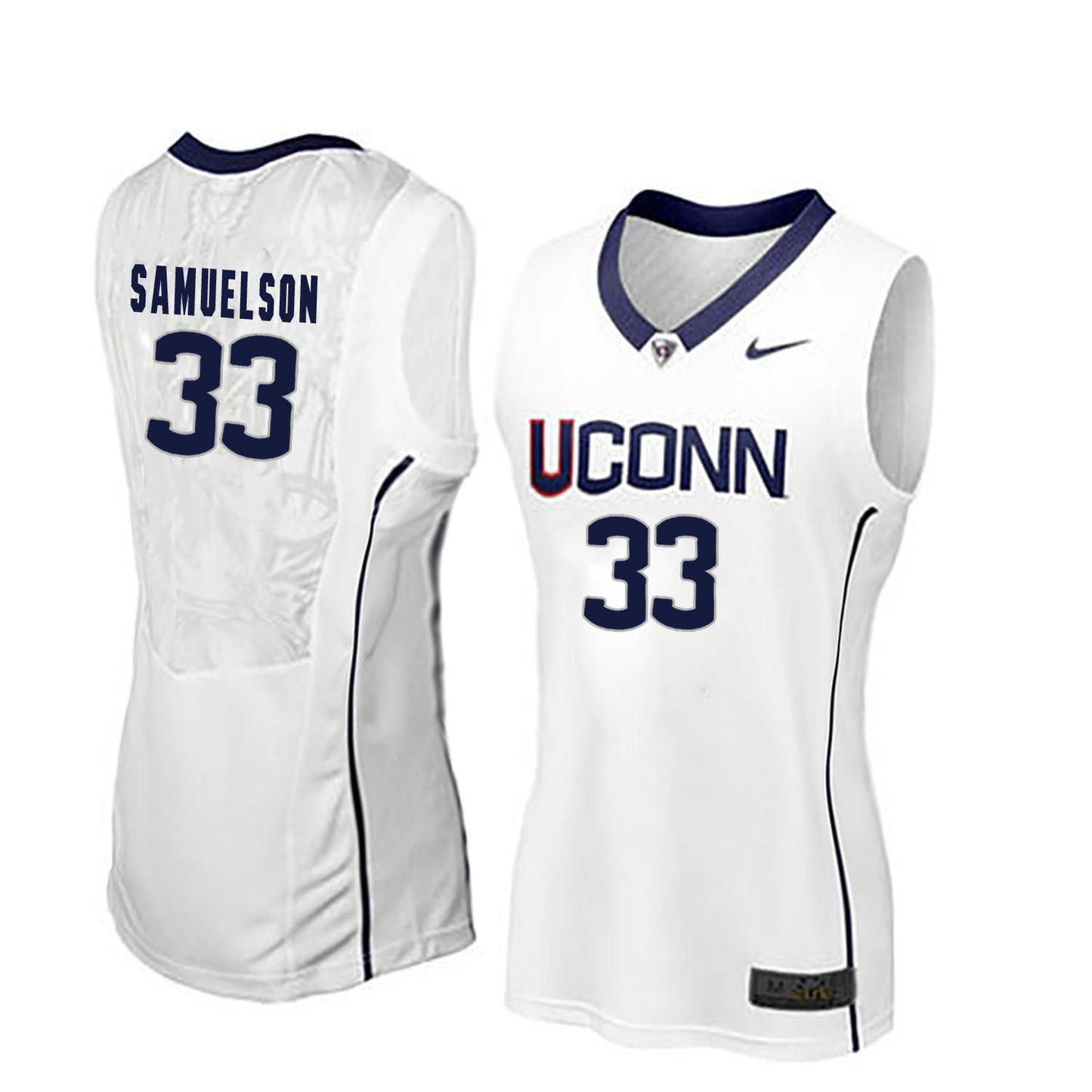 Katie Lou Samuelson 33 Women White College Football Jersey football jersey product view 1