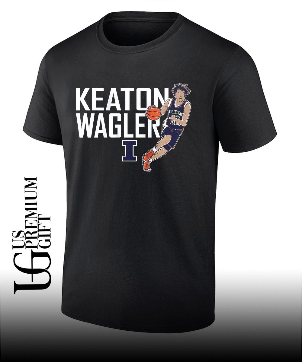 Keaton Wagler Illinois Fighting Illini mens basketball logo shirt Unisex T-shirt, Sweatshirt, Hoodie, Long Sleeve Tee - T-Shirt, Sweatshirt, Hoodie