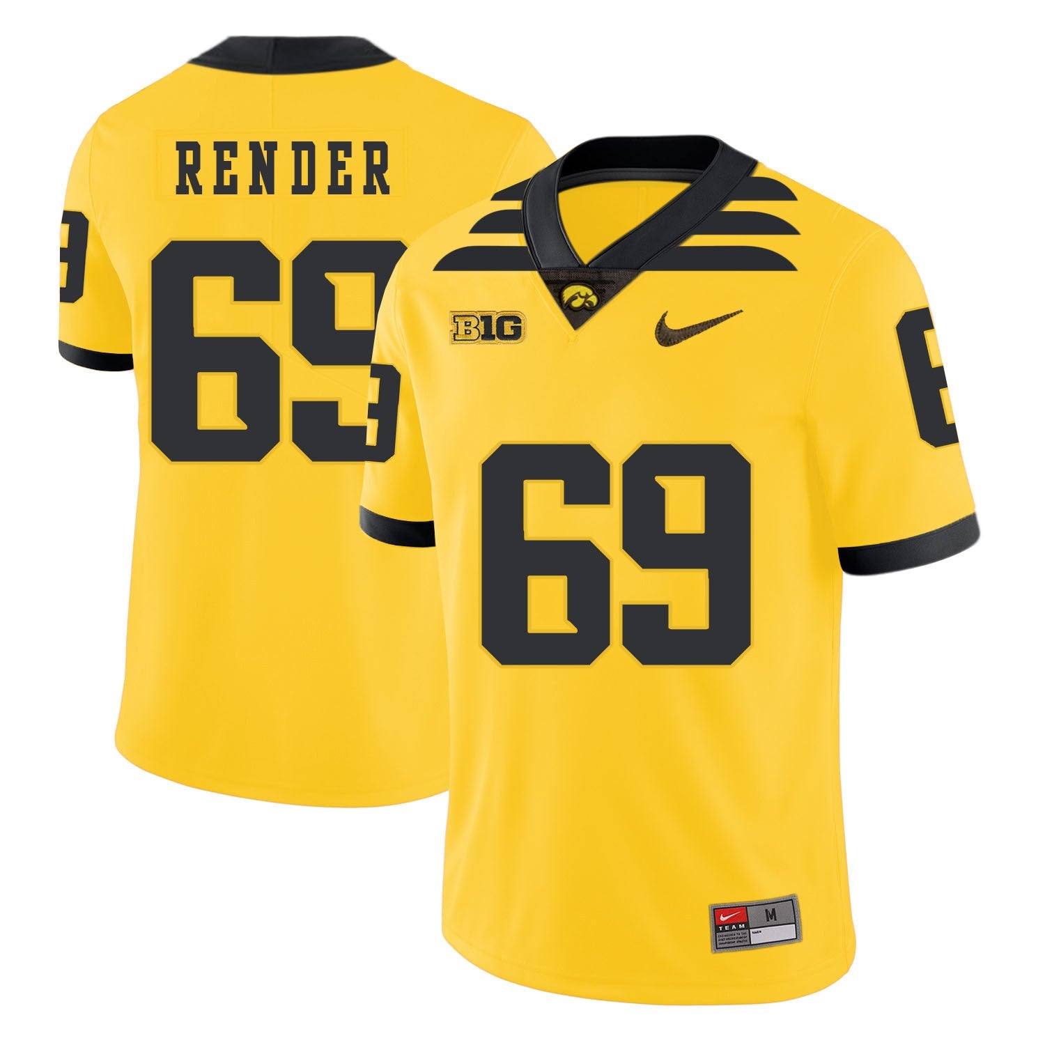 Keegan Render 69 Yellow College Football Jersey football jersey product view 1