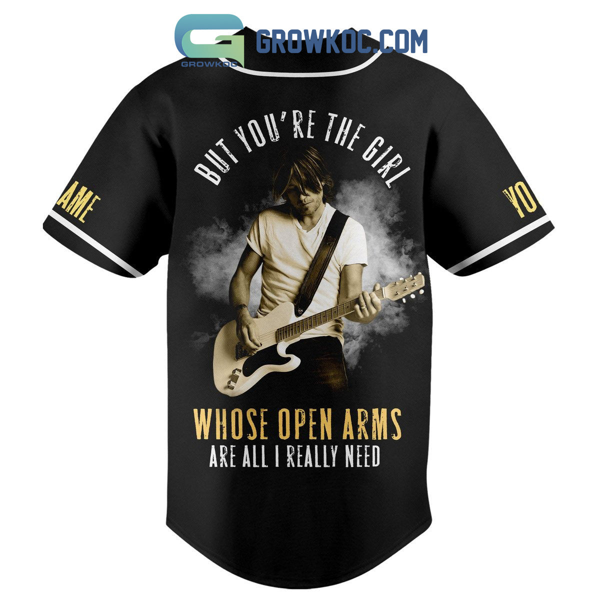 Keith Urban But You’re The Girl Whose Open Arms Are All I Really Need Personalized Baseball Jersey baseball jersey product view 3