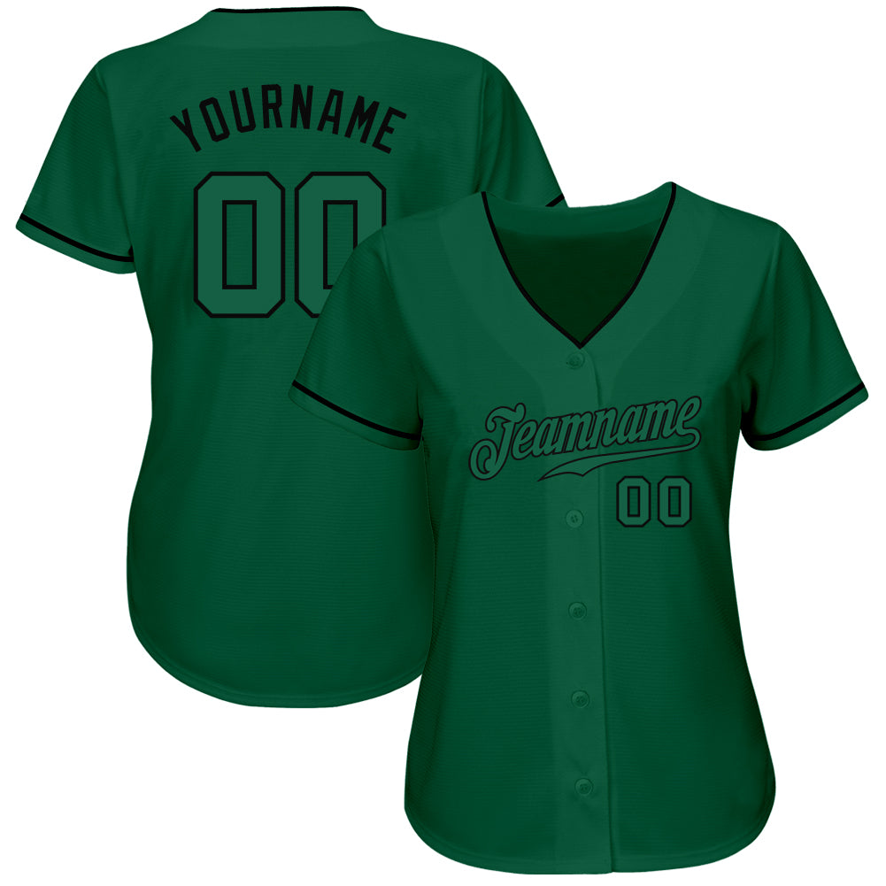 Custom Kelly Green Kelly Green-Black Authentic Baseball Jersey baseball jersey product view 2