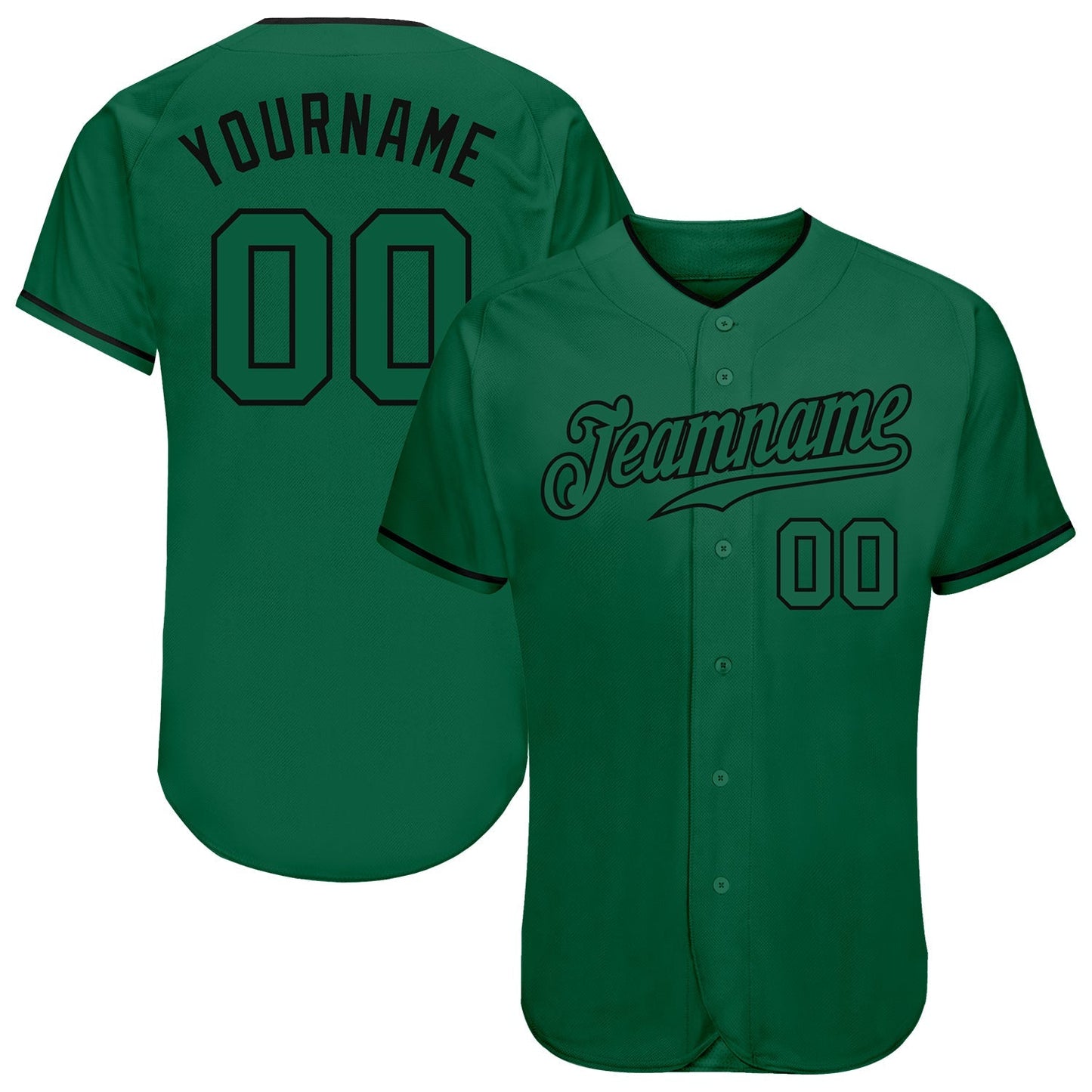 Custom Kelly Green Kelly Green-Black Authentic Baseball Jersey baseball jersey product view 1