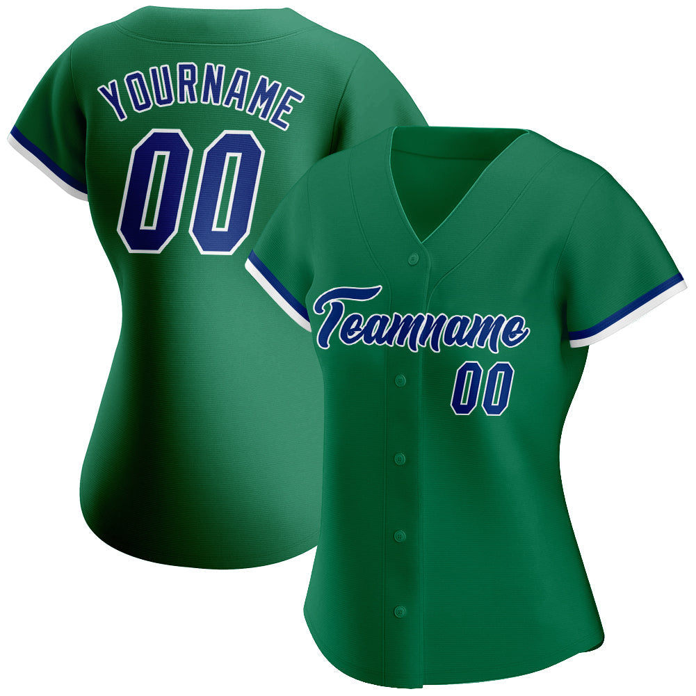 Custom Kelly Green Royal-White Authentic Baseball Jersey baseball jersey product view 2