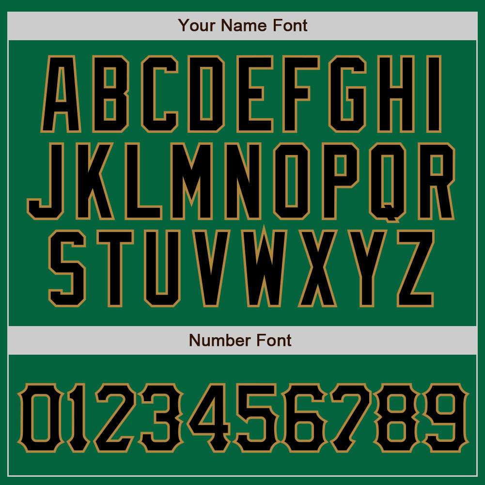 Custom Kelly Green Black Pinstripe Black-Old Gold Authentic Baseball Jersey baseball jersey product view 4