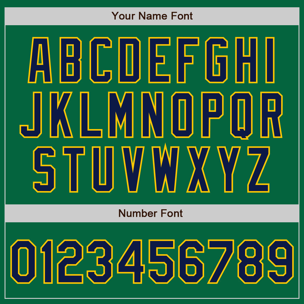 Custom Kelly Green Navy-Gold Authentic Baseball Jersey baseball jersey product view 5