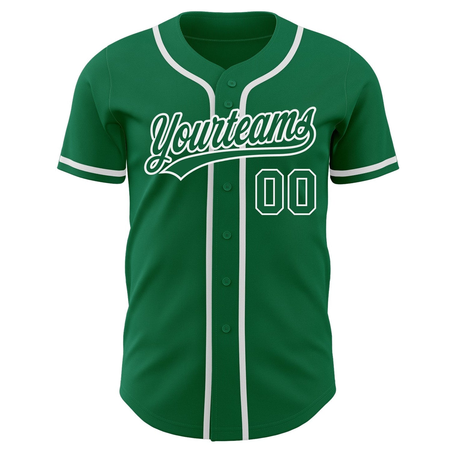 Custom Kelly Green Kelly Green-White Authentic Baseball Jersey baseball jersey product view 2