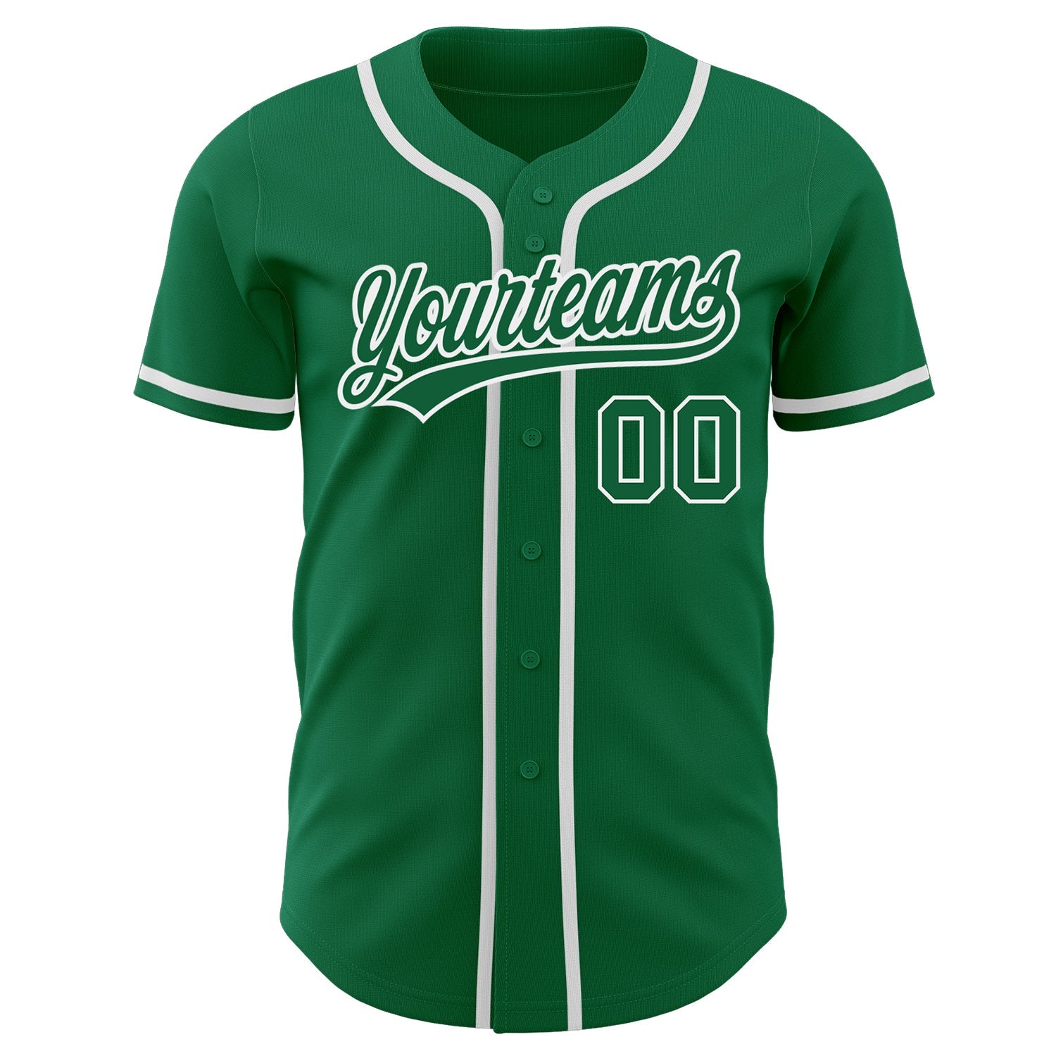 Custom Kelly Green Kelly Green-White Authentic Baseball Jersey baseball jersey product view 2