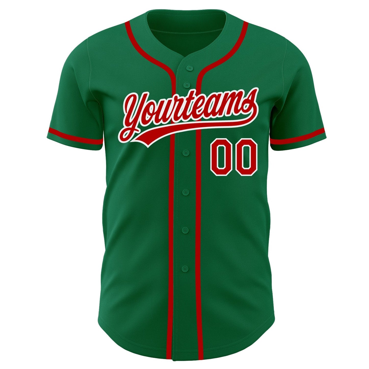 Custom Kelly Green Red-White Authentic Baseball Jersey baseball jersey product view 2