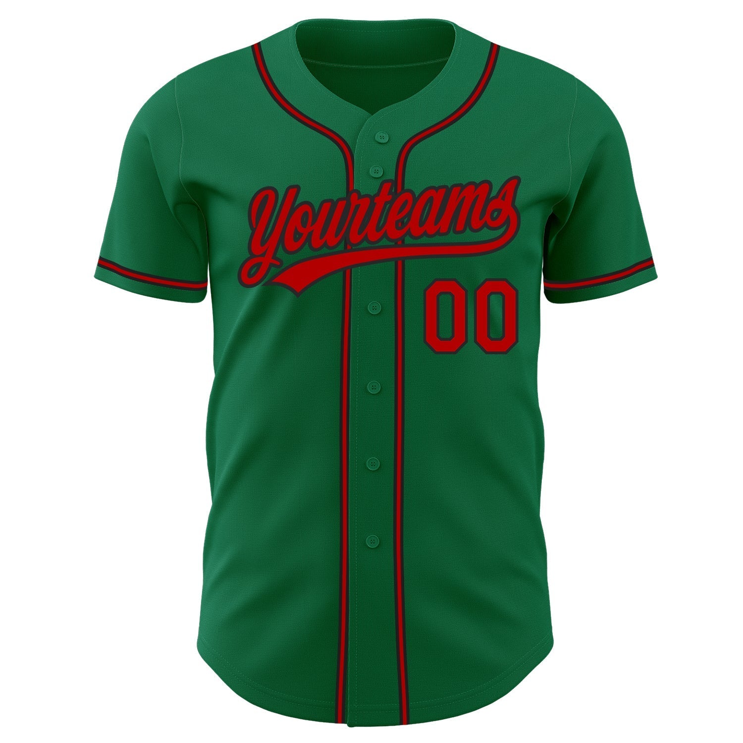 Custom Kelly Green Red-Black Authentic Baseball Jersey baseball jersey product view 2