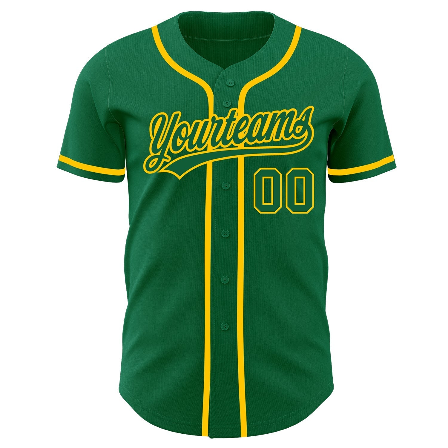 Custom Kelly Green Kelly Green-Gold Authentic Baseball Jersey baseball jersey product view 2