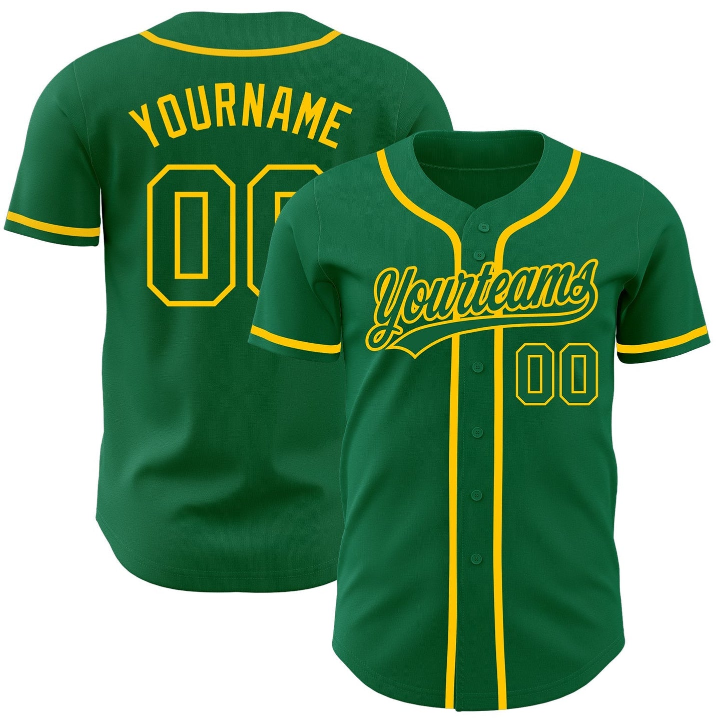Custom Kelly Green Kelly Green-Gold Authentic Baseball Jersey baseball jersey product view 1