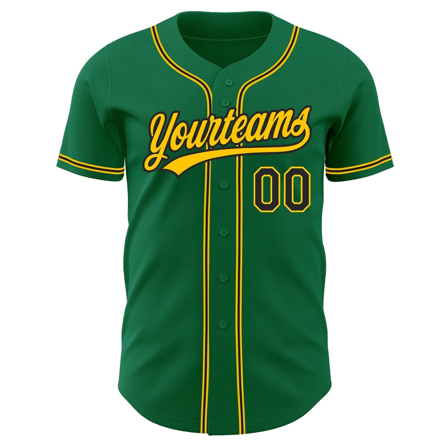 Custom Kelly Green Black-Gold Authentic Baseball Jersey baseball jersey product view 2