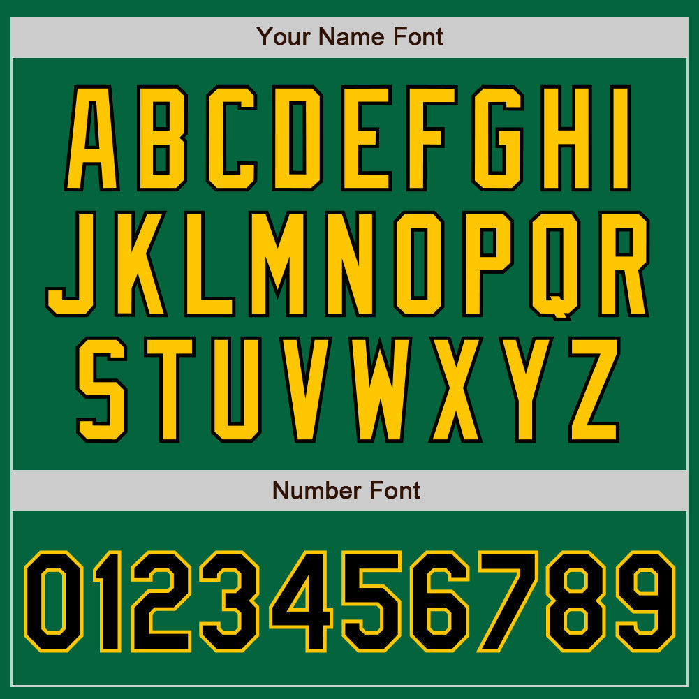 Custom Kelly Green Black-Gold Authentic Baseball Jersey baseball jersey product view 5