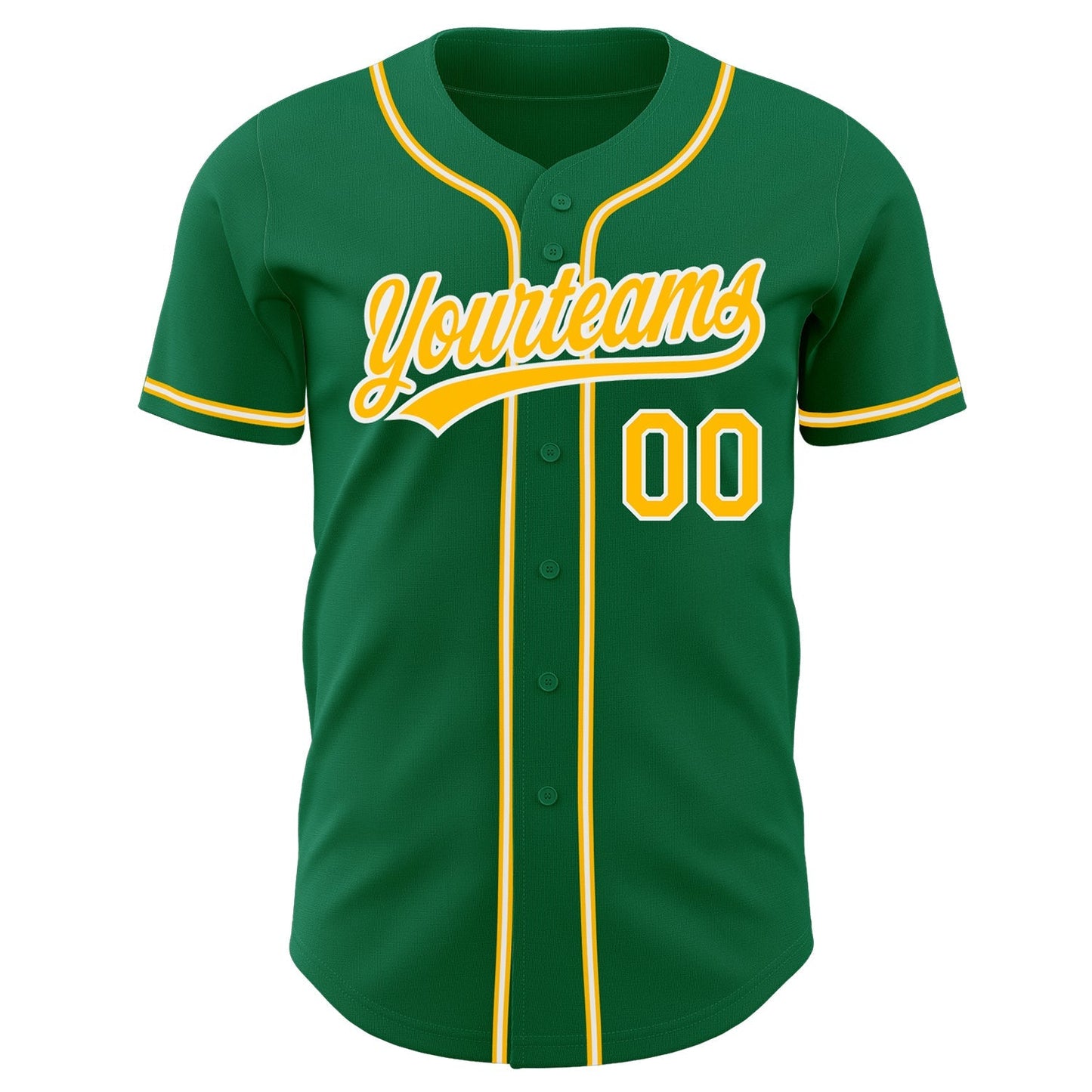 Custom Kelly Green Gold-White Authentic Baseball Jersey baseball jersey product view 2