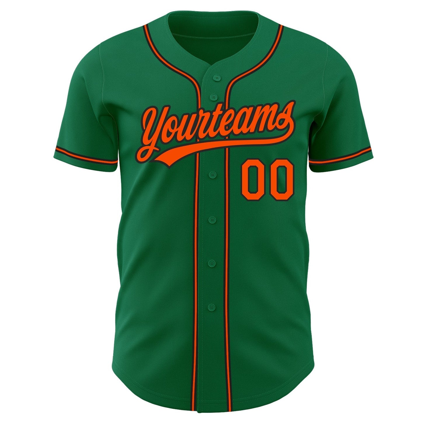 Custom Kelly Green Orange-Black Authentic Baseball Jersey baseball jersey product view 2
