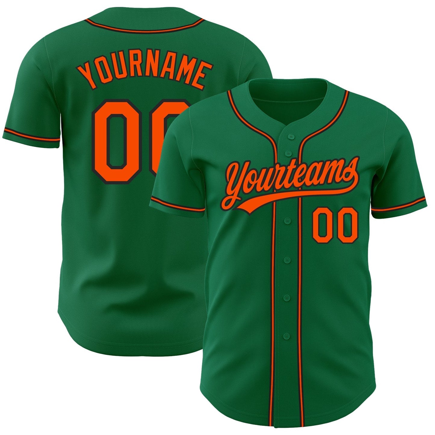Custom Kelly Green Orange-Black Authentic Baseball Jersey baseball jersey product view 1