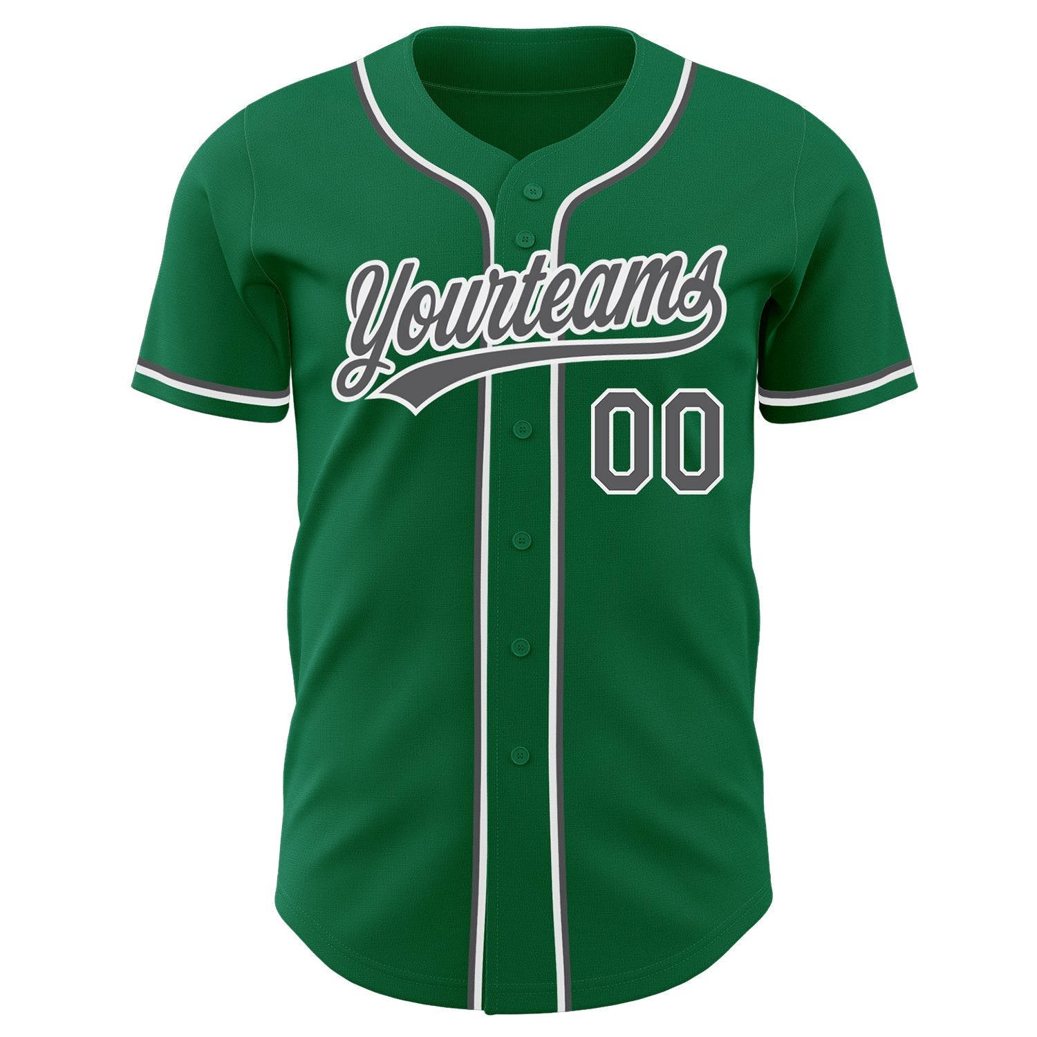 Custom Kelly Green Steel Gray-White Authentic Baseball Jersey baseball jersey product view 2
