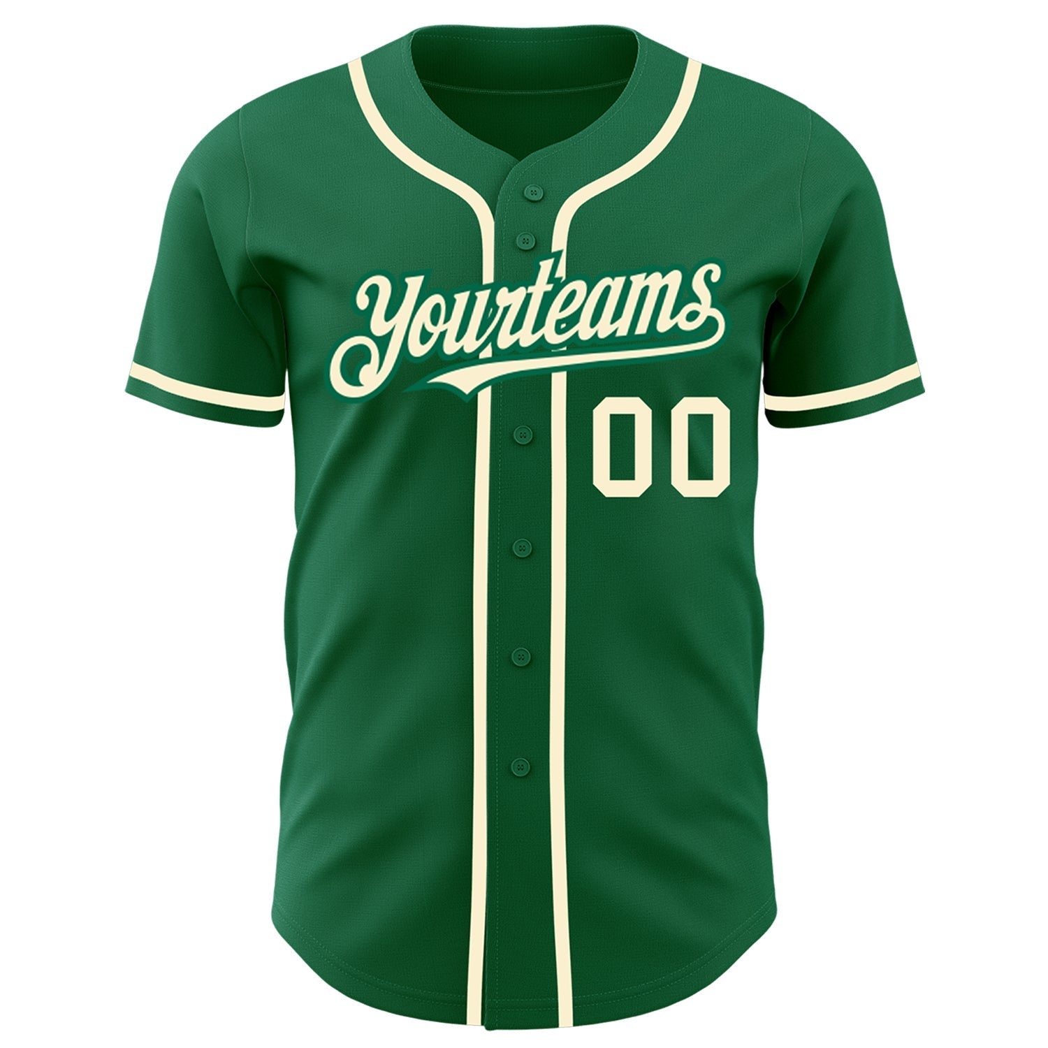 Custom Kelly Green Cream Authentic Baseball Jersey baseball jersey product view 2