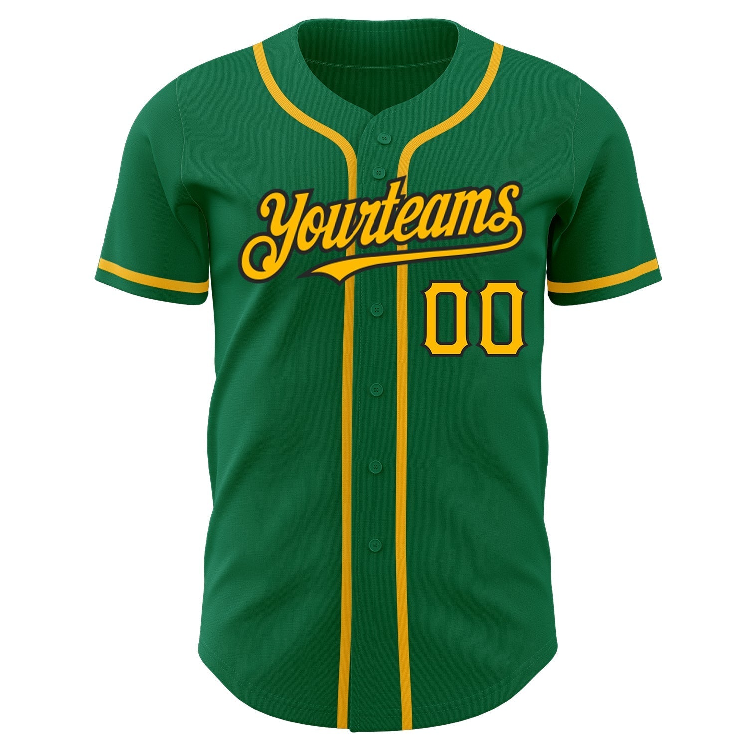 Custom Kelly Green Gold-Black Authentic Baseball Jersey baseball jersey product view 2