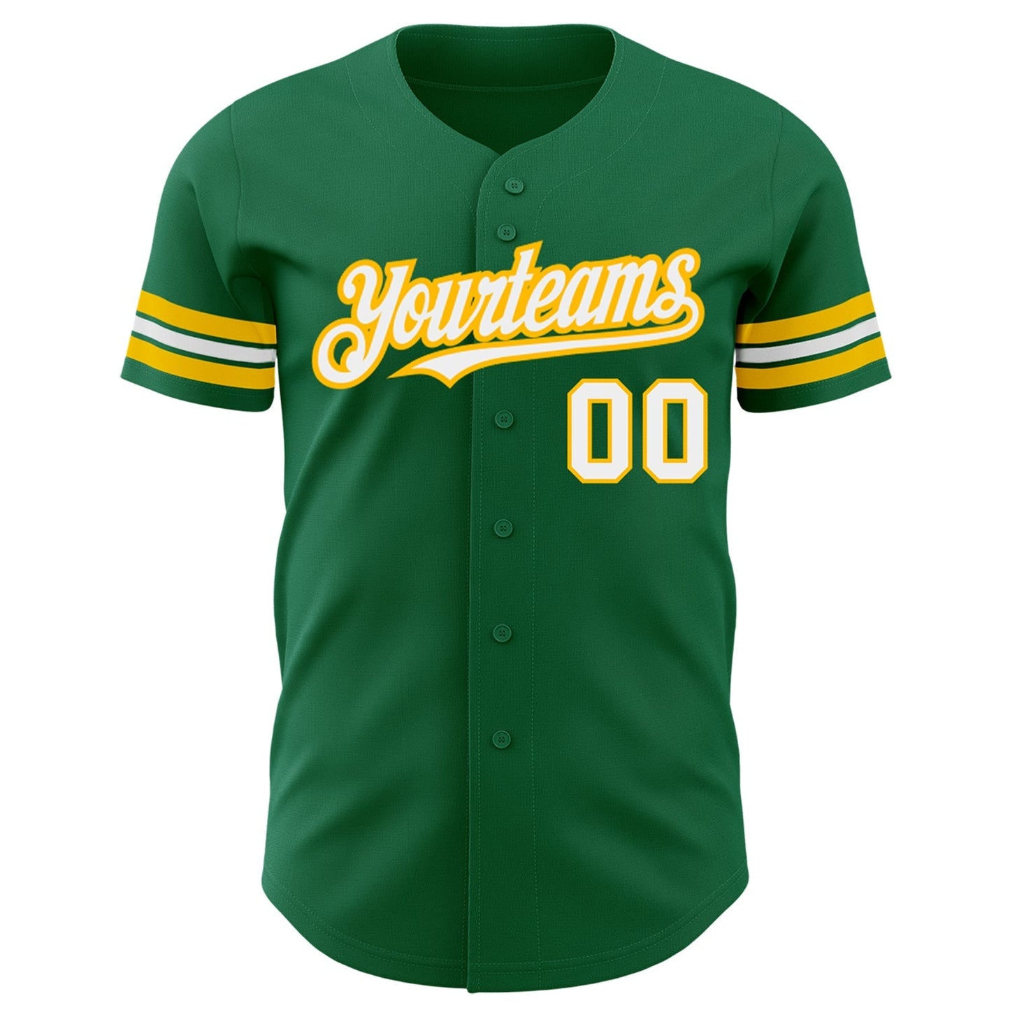 Custom Kelly Green White-Gold Authentic Baseball Jersey baseball jersey product view 2