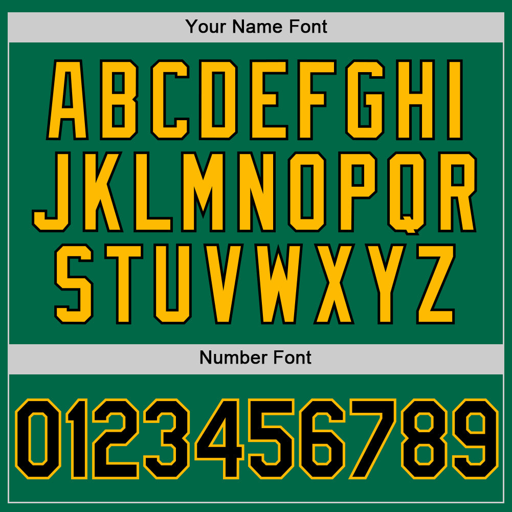 Custom Kelly Green Black-Gold Authentic Throwback Baseball Jersey baseball jersey product view 5