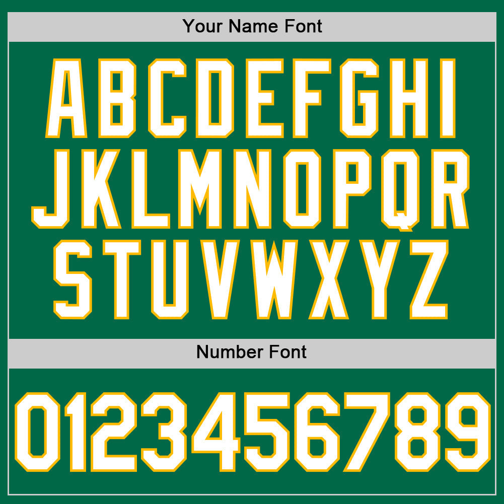 Custom Kelly Green White-Gold Authentic Throwback Baseball Jersey baseball jersey product view 5