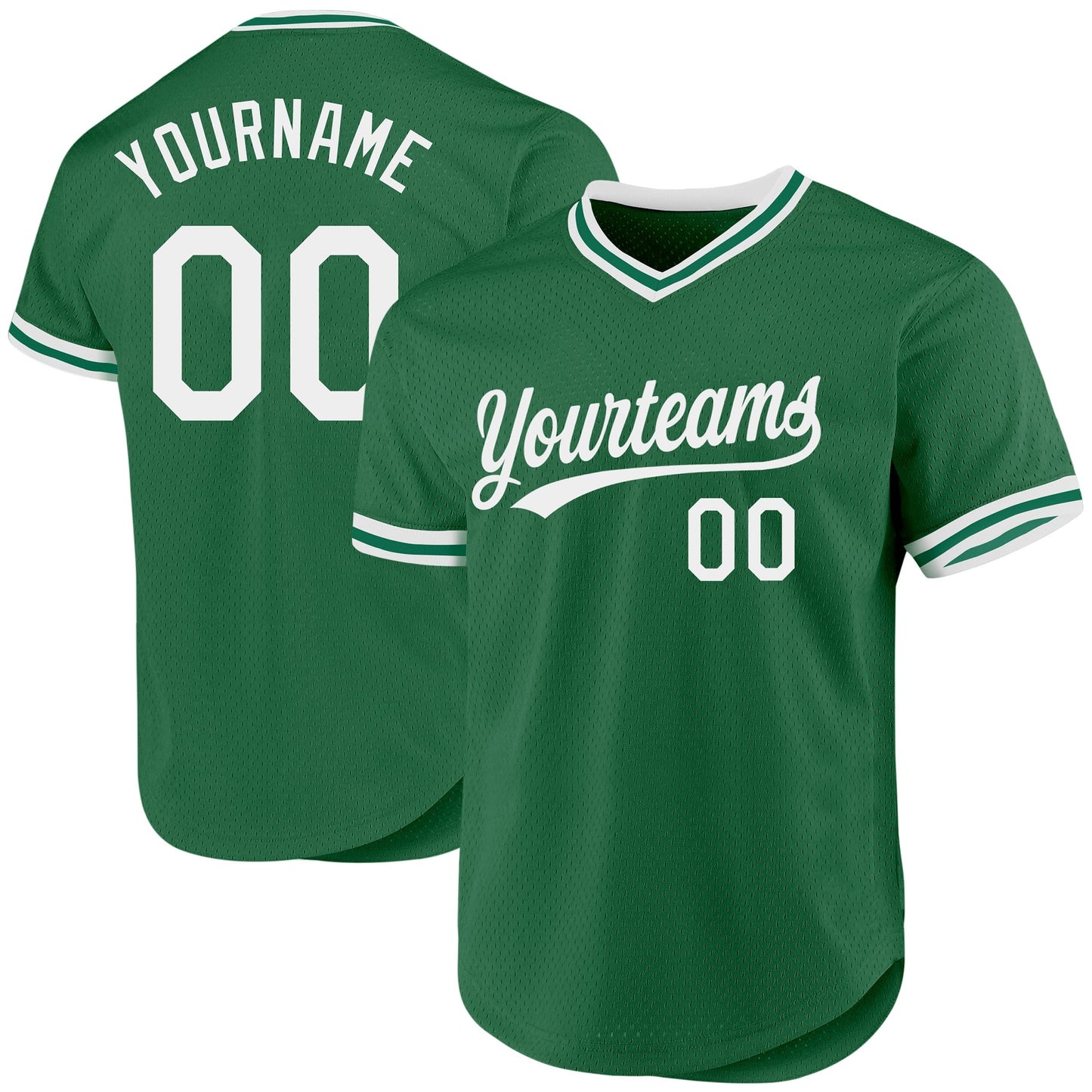 Custom Kelly Green White Authentic Throwback Baseball Jersey baseball jersey product view 1